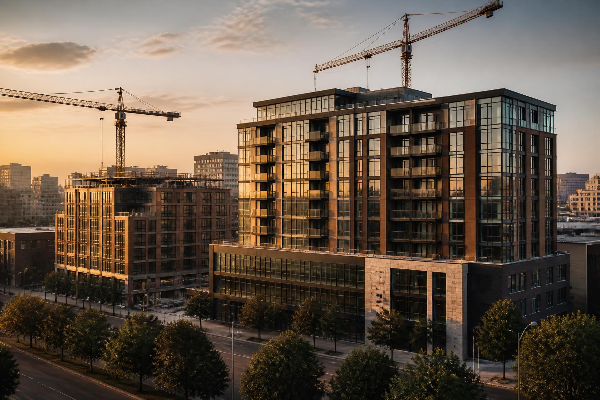 Architectural facade of a contemporary mixed-use development
